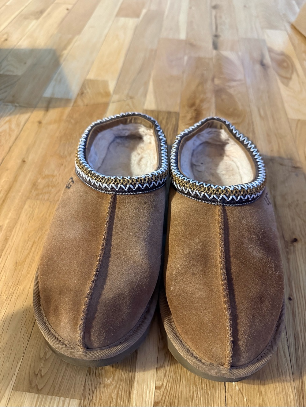 UGG Chestnut Brown Suede Shearling Lined Slippers